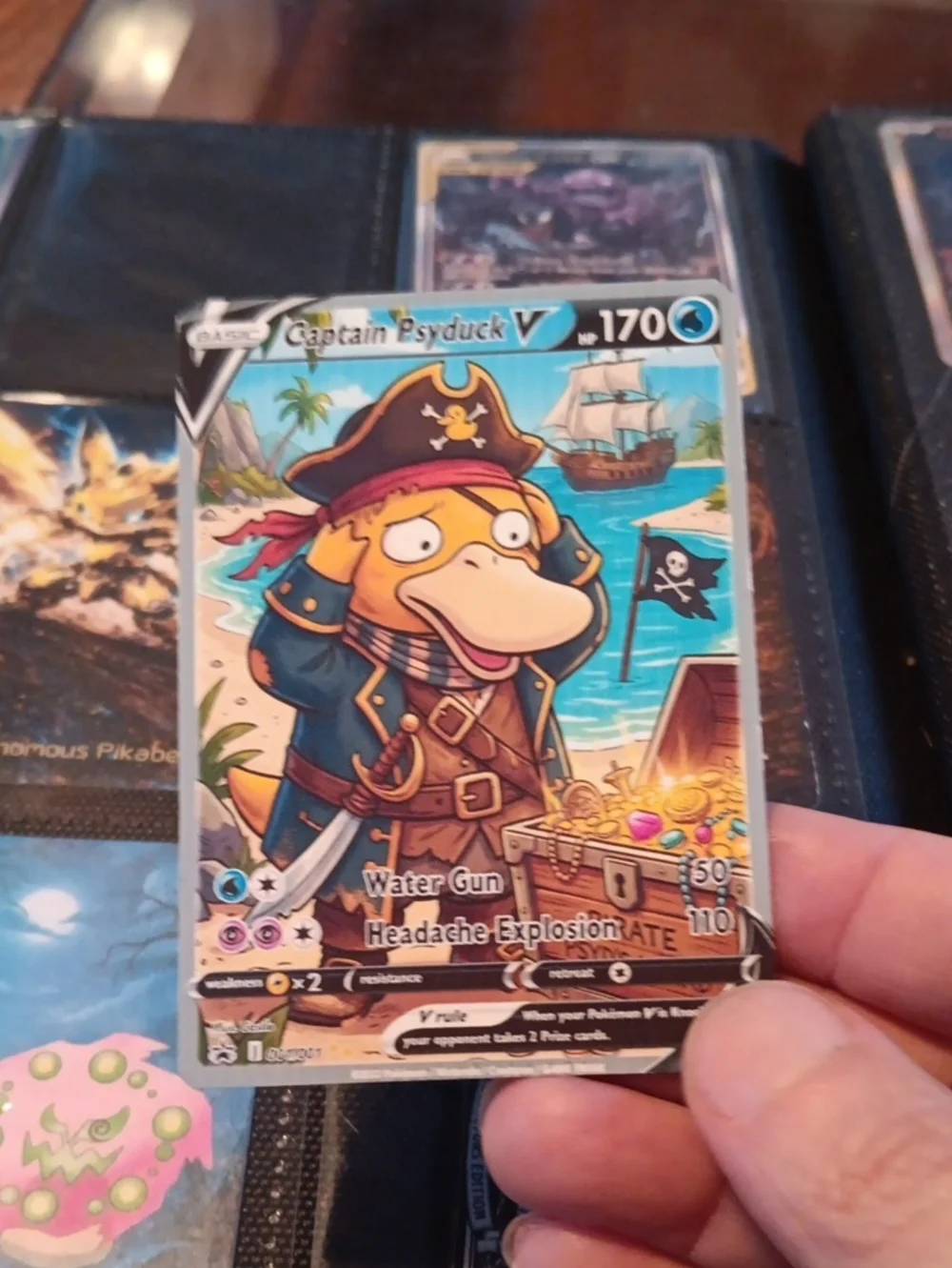 Pokemon Captain Psyduck V Trading Card - Yellow, Blue, Brown